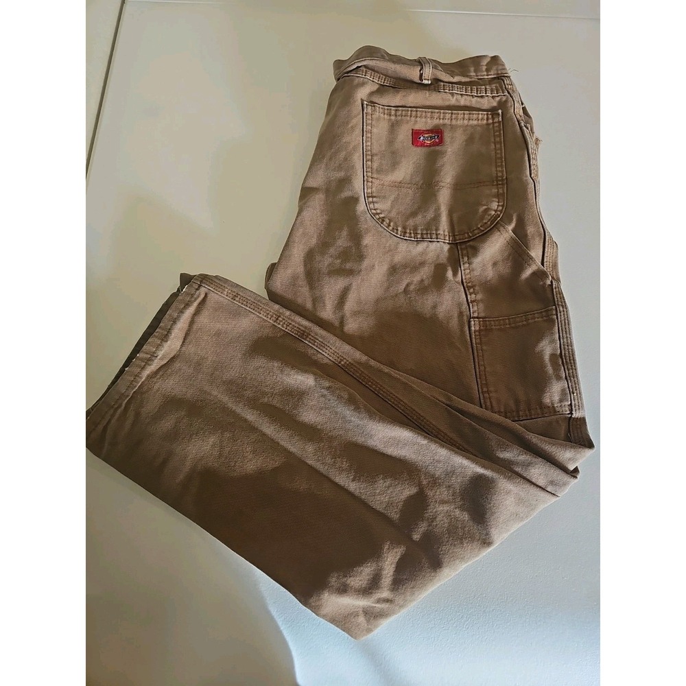 Dickies Carpenter Work Pants Mens 38x32 Brown Utility Workwear Duck Canvas